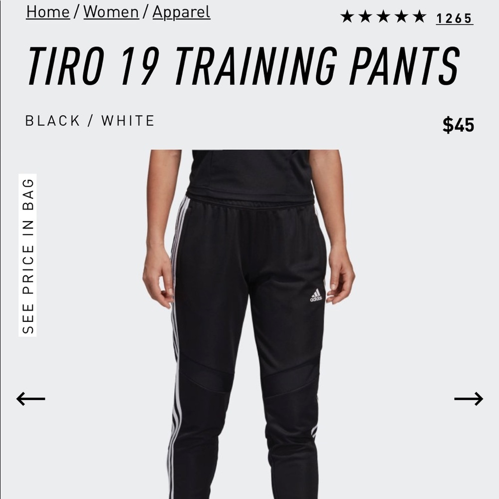 ADIDAS BLACK AND WHITE TRAINING PANTS XL